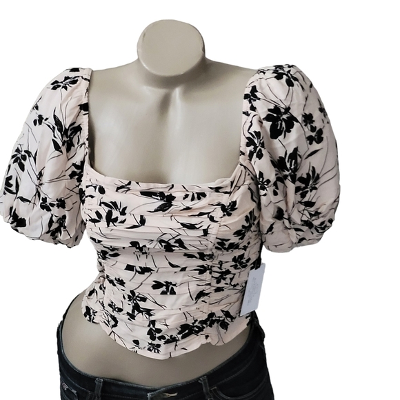 ASTR The Label Florian Square Neck Puff Sleeve Top S - Picture 2 of 9